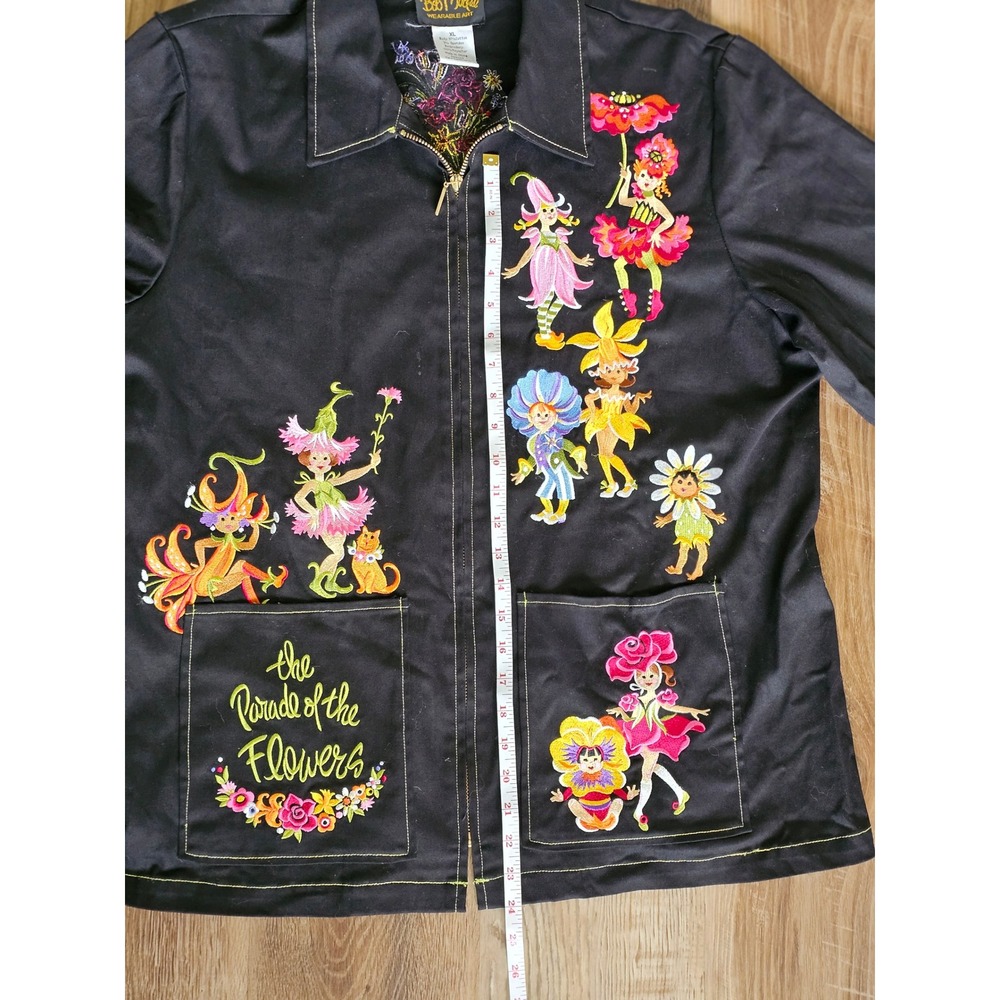 Bob Mackie Wearable Art Jacket XL Black The Parade of the Flowers Embroidered - Picture 9 of 9
